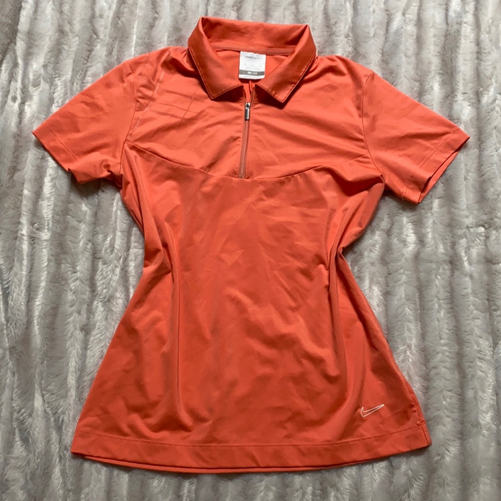 Nike Golf Medium Orange Peach Coral Polo Shirt